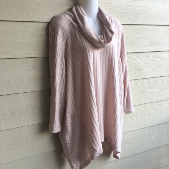 NWT Ribbed Sweater Top Cowl Turtleneck 3/4 Sleeve - Picture 2 of 3